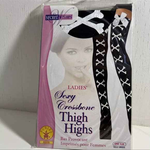Secret Wishes Sexy Crossbone Thigh Highs - Picture 2 of 8